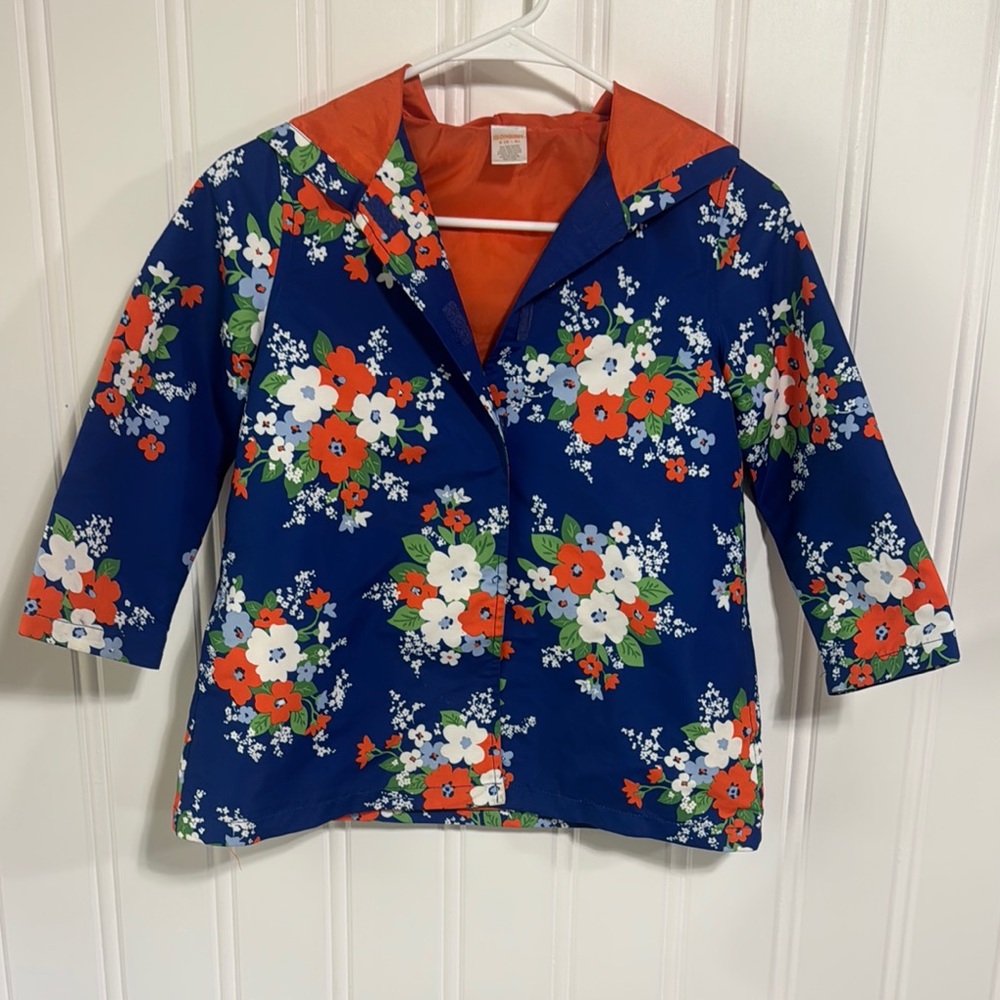 Gymboree Blue and Orange Floral Jacket raincoat Size Small 5-6 - Picture 1 of 9